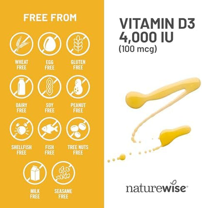 NatureWise Vitamin D3 4000iu (100 mcg) 1-Year Supply for Immune Support, Healthy Muscle Function, and Bone Health - Non-GMO, Gluten-Free in Organic Extra Virgin Olive Oil, (Mini Softgel), 360 Count