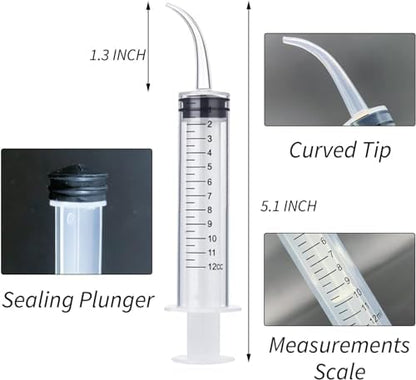 Wisdom Teeth Syringes, 50 Pack Irrigation Dental Syringes with Measure Scale & Curved Tip for Dental Care Liquid Oral Tonsil Stone