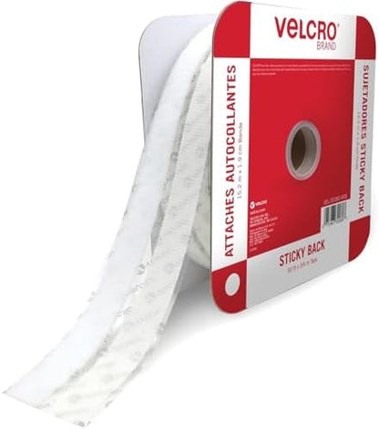 VELCRO Brand - Sticky Back Tape Bulk Roll | 50 ft x 3/4 in | White | Cut Hook and Loop Adhesive Strips to Length | Create Vertical Storage, Save Space, Keep Your Home, Office or Work Site Organized