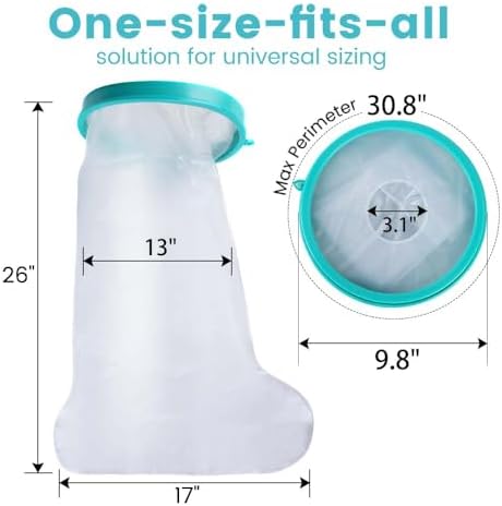 Cast Covers for Shower Leg, Waterproof Cast Cover for Showering, Cast Protector for Shower Leg Adult, Shower Boots for Foot After Surgery, Knee, Ankle, Foot (Diameter - 9.8") Extra Large