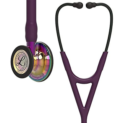 3M Littmann Cardiology IV Diagnostic Stethoscope, 6239, More Than 2X as Loud, Weighs Less, Stainless Steel High Polish Rainbow-Finish Chestpiece, 27" Plum Tube, Violet Stem and Black Headset