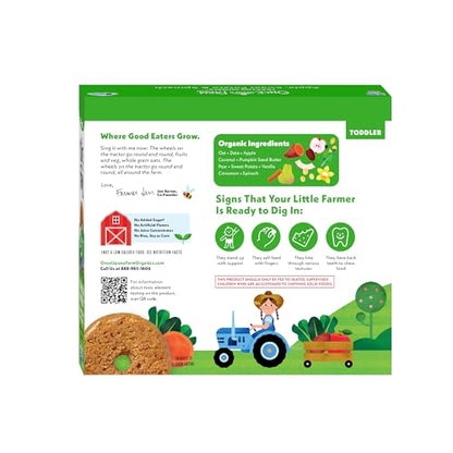Once Upon a Farm | Organic Toddler Soft-Baked Bar Tractor Wheels | Apple, Sweet Potato & Spinach | Made with Real Fruit & Veggies | No Added Sugar | 8 Boxes