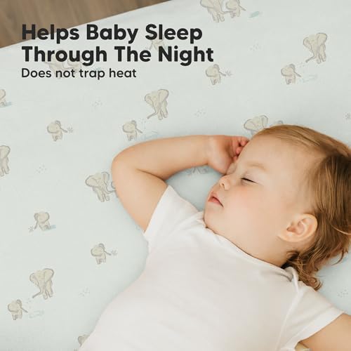 2-Pack Mini Crib Sheets Fitted - 38x26 Pack N Play Sheets for Pack and Play Mattress, Organic Cotton, Soft & Breathable Playard Bedding, Neutral Mini Toddler Bed Cover for Boys, Girls (Elly)