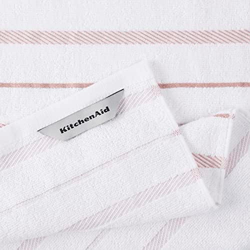 KitchenAid Albany Kitchen Towel 4-Pack Set, Dried Rose/White, 16"x26"
