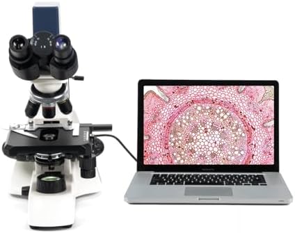SWIFT Student Professional LED Binocular Compound Microscope with a Built-in 3MP Digital Camera,Siedentopf Head,Research-Grade,Mechanical Stage,Ultra-Precise Focusing,3W LED for Adults Lab