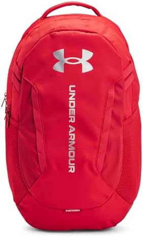 Under Armour Unisex-Adult Hustle 6.0 Backpack, (600) Red/Red/Metallic Silver, One Size Fits Most