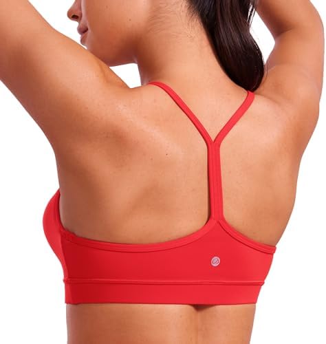 CRZ YOGA Butterluxe Womens Y Back Sports Bra - Padded Racerback Low Impact Spaghetti Thin Strap Workout Yoga Top