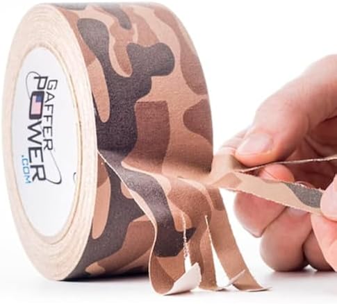 Gaffer Power Camouflage Tape, Premium Grade Gaffers Tape Desert Tan Camo Tape | Made in The USA | 2 Inch X 25 Yards | Heavy Duty | Non-Reflective | Water Resistant
