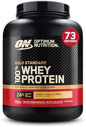 Optimum Nutrition Gold Standard 100% Whey Protein Powder, French Vanilla Crème, 5 Pound (Packaging May Vary)