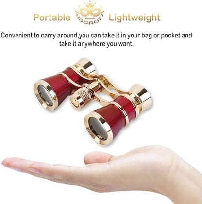 Opera Glasses,3X25 Theater Binoculars with Foldable and Extendable Handle,Mini Binocular Compact Lightweight,Portable Theater Glasses for Adults Kids Women in Musical Concert