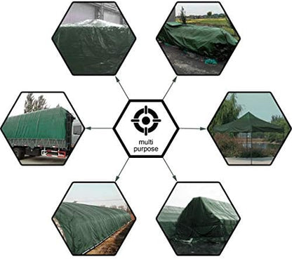 CARTMAN Finished Size 10x12 Feet Waterproof Green Tarp 8 Mil Thick, Multipurpose Protective Cover for Emergency Rain Shelter Camping Tarpaulin