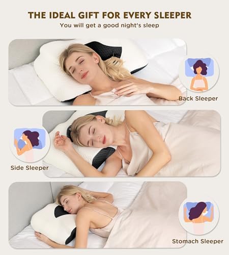 Osteo Cervical Pillow for Neck Pain Relief, Hollow Design Odorless Memory Foam Pillows with Cooling Case, Adjustable Orthopedic Bed Pillow for Sleeping, Support for Side Back Sleepers