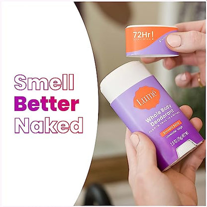 Lume Whole Body Deodorant - Smooth Solid Stick - 72 Hour Odor Control - Aluminum Free, Baking Soda Free and Skin Safe - 2.6 Ounce (Pack of 2) (Lavender Sage)