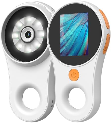 Digital Microscope Handheld 2.0 inch IPS Color Screen,Portable Digital Magnifying Glass 500x,Marco Microscope for Kids,Built-in 8LED Lights,USB Compatible with PC Windows, Mac OS