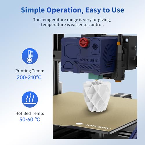 ANYCUBIC PLA 3D Printer Filament, 3D Printing PLA Filament 1.75mm Dimensional Accuracy +/- 0.02mm, 1KG Reusable Spool (2.2 lbs), White