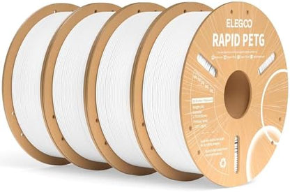 ELEGOO Rapid PETG Filament 1.75mm White 4KG, High Speed 30-600mm/s 3D Printer Filament Dimensional Accuracy +/- 0.02 mm, 1kg Cardboard Spool(2.2lbs) Fits for Most FDM 3D Printers
