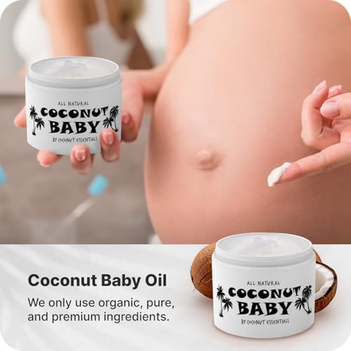 Coconut Essentials Coconut Baby Oil - Natural & Organic Moisturizer, Hair Oil for Cradle Cap Treatment, Newborn Sensitive Skin, Eczema & Psoriasis Relief, Unscented, Sunflower & GrapeSeed 4 floz