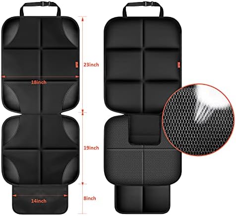Car Seat Protector 2 Pack Car Seat Cushion Mat Thickest Padding,Waterproof 600D Fabric Car Seat Covers for Non-Slip Backing Mesh Pockets for Baby and Pet (Black, 2 Pack)