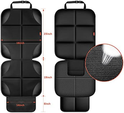 Car Seat Protector 2 Pack Car Seat Cushion Mat Thickest Padding,Waterproof 600D Fabric Car Seat Covers for Non-Slip Backing Mesh Pockets for Baby and Pet (Black, 2 Pack)