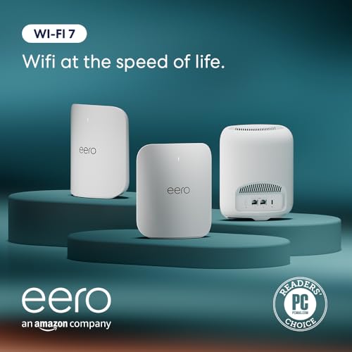 Amazon eero Pro 7 tri-band mesh Wi-Fi 7 router (newest model) - Supports internet plans up to 5 Gbps, Coverage up to 6,000 sq. ft., 3-pack