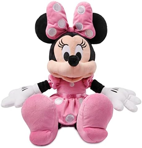DISNEY STORE Official Minnie Mouse Pink Dress Medium Soft Toy for Kids, Cuddly Character with Fuzzy Texture and Embroidered Details, Disney Plushy Suitable for All Ages.