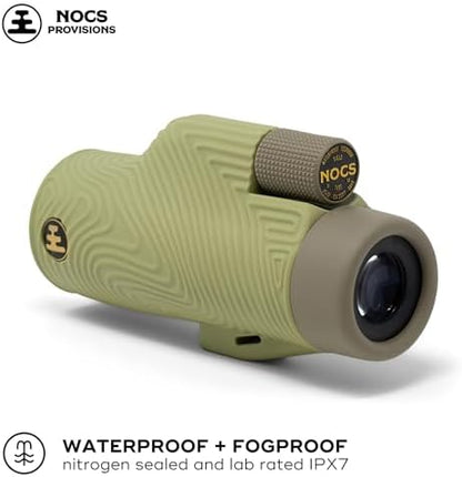 Nocs Provisions Field Tube 10x32 Waterproof Monocular, 10X Magnification Telescope, Bak4 Prism, Wide Field of View for Bird Watching, Backpacking & Wildlife Viewing - Ponderosa Green