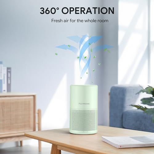 FULMINARE Air Purifiers for Home H13 True HEPA Air Filter Quiet Air Cleaner With Night Light Portable Small Air Purifier for Bedroom Office Living Room (Green 2 Pack)