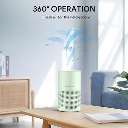 FULMINARE Air Purifiers for Home H13 True HEPA Air Filter Quiet Air Cleaner With Night Light Portable Small Air Purifier for Bedroom Office Living Room (Green 2 Pack)