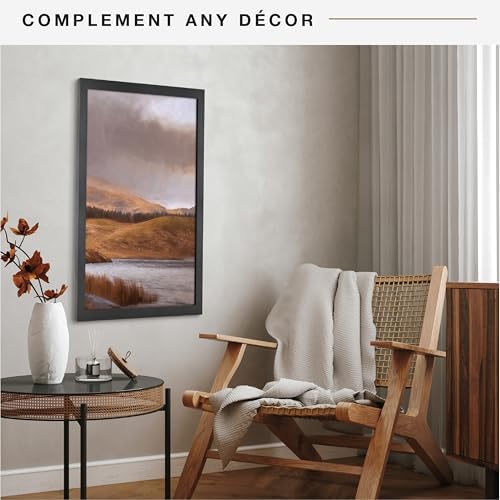 MCS Studio Gallery 18x24 Poster Frame Black Woodgrain, Vertical & Horizontal Wall Hanging Large Picture Frame for Photos, Posters & Art Prints (1-Pack)