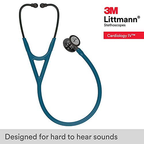 3M Littmann Cardiology IV Diagnostic Stethoscope, 6234, More Than 2X as Loud, Weighs Less, Stainless Steel High Polish Smoke-Finish Chestpiece, 27" Caribbean Blue Tube, Mirror Stem, Smoke Headset