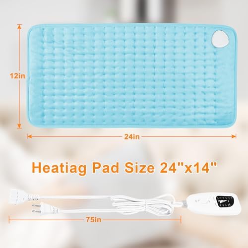 Heating Pad-Electric Heating Pads for Back,Neck,Abdomen,Moist Heated Pad for Shoulder,Knee,Hot Pad for Arms and Legs,Dry&Moist Heat & Auto Shut Off(Baby Blue, 12''×24'')
