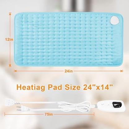 Heating Pad-Electric Heating Pads for Back,Neck,Abdomen,Moist Heated Pad for Shoulder,Knee,Hot Pad for Arms and Legs,Dry&Moist Heat & Auto Shut Off(Baby Blue, 12''×24'')