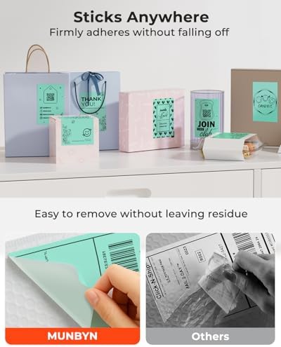 MUNBYN Green 4"x6" Direct Thermal Shipping Labels, Commercial Grade Permanent Adhesive Fanfold Mailing Postage Label Paper for Thermal Printers and Packages, 220 Sheets per Stack