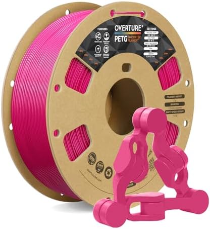 OVERTURE PETG 3D Printer Filament 1.75mm, Neatly Wound Durable PETG 1kg Spool (2.2lbs), Strong Toughness Filament, Dimensional Accuracy +/- 0.02mm, Fit Most FDM Printers (Magenta)