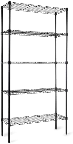 Amazon Basics 5-Shelf Adjustable Heavy Duty Steel Wire Rack Storage Shelving Organizer for Kitchen, Garage, 36" L x 14" W x 72" H, Black