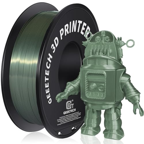 Geeetech Silk PLA Filament 1.75mm for 3D Printer, Dark Green Metal-Like Shiny PLA Filament 1kg (2.2lbs) Spool, Dimensional Accuracy +/- 0.02 mm,Metallic Silk Bronze