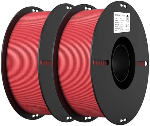 Creality PLA Filament 1.75mm PLA 3D Printer Filament, 2kg Cardboard Spool (4.4lbs), Dimensional Accuracy +/- 0.02mm, Fit Most FDM Printer (Red & Red 2-Pack)