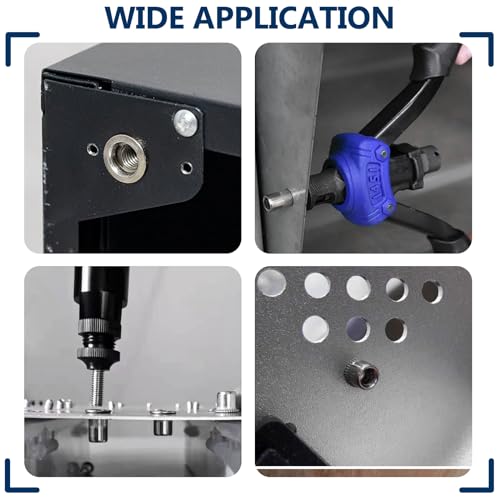SAE Rivet Nut Assortment Kit(220 Pcs),#8-32#10-24 1/4"-20 5/16"-18 3/8"-16 304 Stainless Steel Flat Head Rivnut Set,Rivnut Threaded Insert Nut