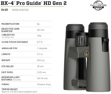 Leupold BX-4 Pro Guide HD Binoculars, 8x42mm Gen 2 (184760)