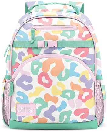 Simple Modern Medium Toddler Backpack for School Girls and Boys | Kindergarten Elementary Kids Backpack | Fletcher Collection | Kids - 15" tall | Rainbow Leopard