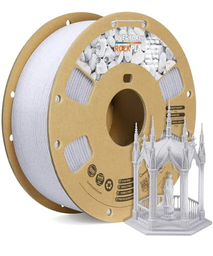 OVERTURE Rock PLA Filament 1.75mm, Marble PLA 3D Printer Filament 1kg Spool (2.2lbs), Dimensional Accuracy +/- 0.02 mm, Fit Most FDM Printer (Rock White)