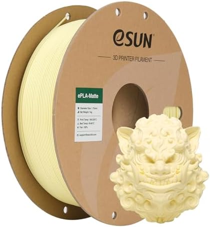 eSUN Matte PLA Filament 1.75mm, Matte 3D Printer PLA Filament, 1KG Spool 3D Printing Filament for 3D Printers, Paper Reel, Almond Yellow