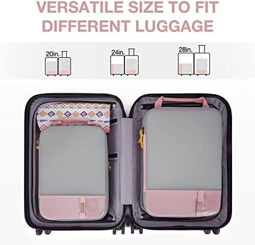 BAGSMART 6 Set Compression Packing Cubes - Lightweight Travel Essentials, Durable Luggage Organizer