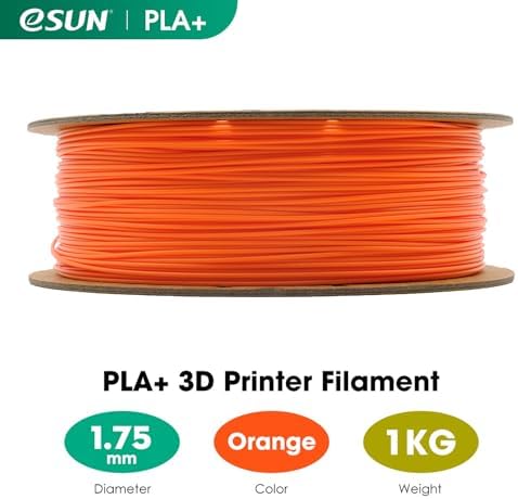 eSUN PLA+ Filament 1.75mm, 3D Printer Filament PLA Plus, Dimensional Accuracy +/- 0.03mm, 1KG Spool (2.2 LBS) 3D Printing Filament for 3D Printers, Orange