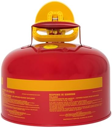 Eagle 2.5 Gallon Type I Red Safety Gas Can for Gasoline with Flame Arrester, Self-Closing Lid, and F-15 Funnel, Made in the USA, Galvanized Steel Flammable Storage Can, UI25FS