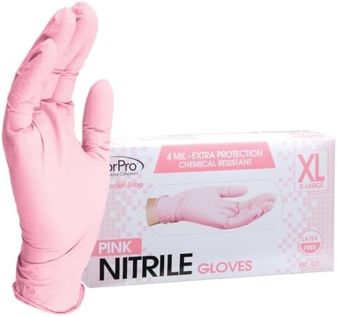 ForPro Disposable Nitrile Gloves, Chemical Resistant, Powder-Free, Latex-Free, Non-Sterile, Food Safe, 4 Mil, 100-Count