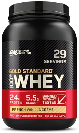 Optimum Nutrition Gold Standard 100% Whey Protein Powder, French Vanilla Creme, 2 Pound (Packaging May Vary)