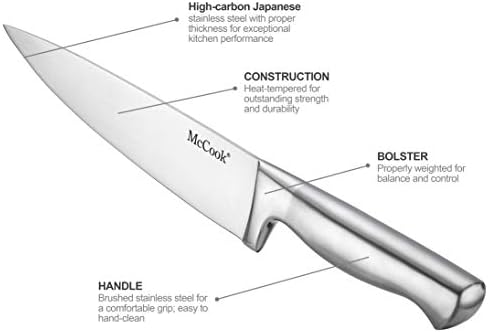 McCook® Knife Sets, German Stainless Steel Kitchen Knife Block Sets with Built-in Sharpener
