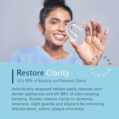 Retainer and Denture Cleansers 240 Tablets Removes Bad Odors Discoloration Stains Plaque for Cleaning Invisalign Mouth Guard Night Guard and Removable Dental Appliances by M3 Naturals