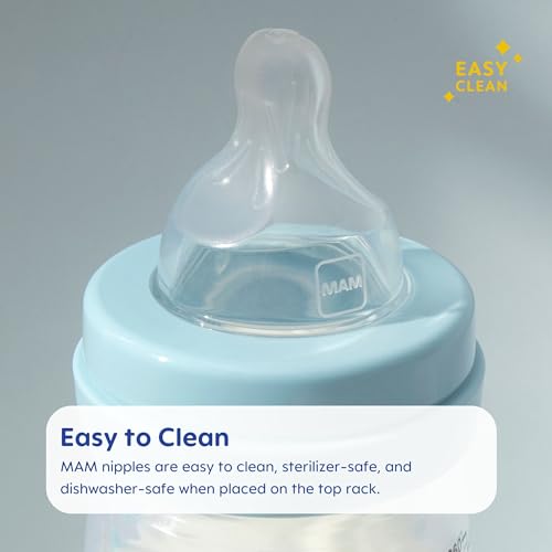 MAM Bottle Nipples Extra Slow Flow Nipple Size 0, for Newborn Babies and Older, SkinSoft Silicone Nipples for Baby Bottles, Fits All MAM Bottles, 4 Count (Pack of 1) (Pack of 12)